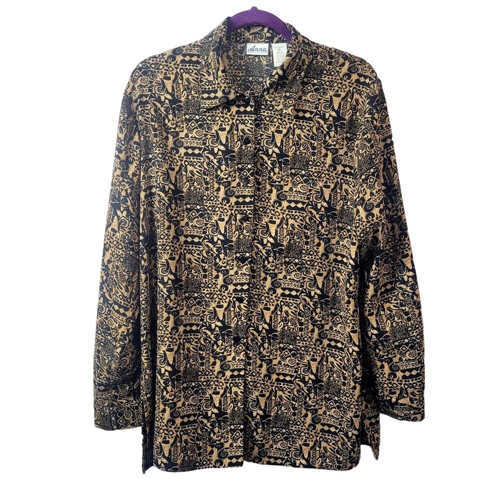 Vintage Anna Paisley‎  Blouse Size XL